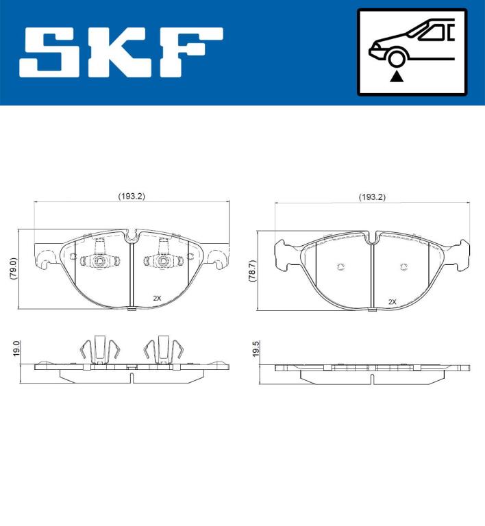 Jeu de 4 plaquettes de frein SKF ref. VKBP 81002